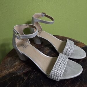 Sole Society Silver Woven Heel Sandals